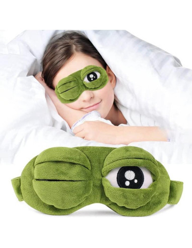 2 Máscaras de Sueño 3D Rana y Gato Ajustables