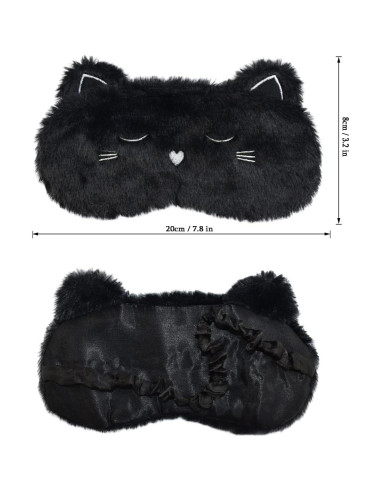 Máscara de Dormir Ulbemoll Gato Negro Suave 20x8 cm