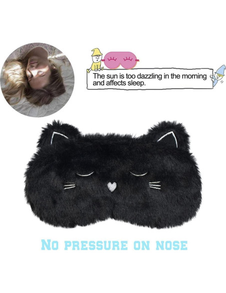 Máscara de Dormir Ulbemoll Gato Negro Suave 20x8 cm