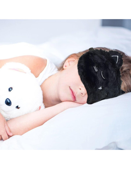 Máscara de Dormir Ulbemoll Gato Negro Suave 20x8 cm