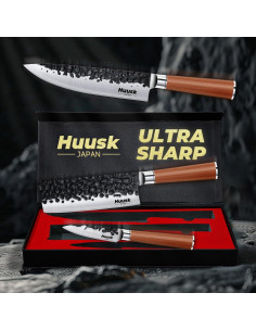 Juego de cuchillos de cocina japonés Huusk 3 piezas acero al carbono 2
