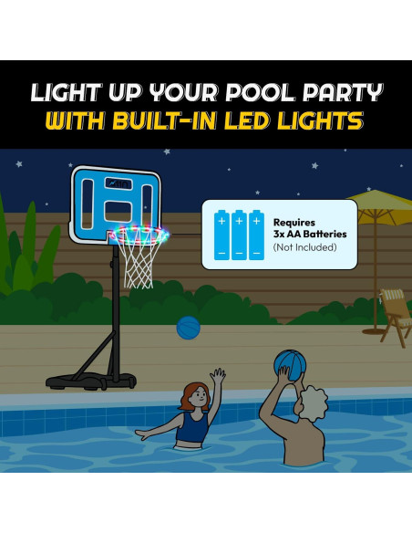 Aro de Baloncesto Acuático A11N SPORTS LED Ajustable 41.91 cm