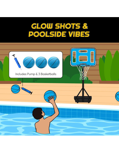 Aro de Baloncesto Acuático A11N SPORTS LED Ajustable 41.91 cm