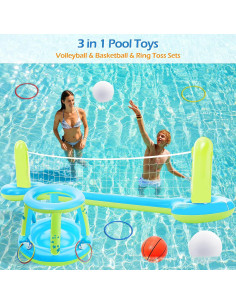 Juego de Juguetes de Piscina Jasonwell 3 en 1 - Voleibol, Baloncesto y Lanzamiento 2
