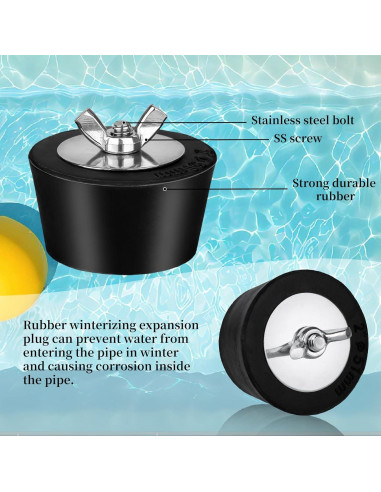 2 Tapones de Expansión de PVC/Acero para Piscina 3.81 cm