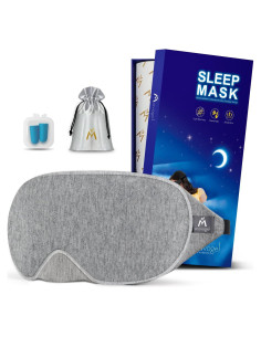 Mavogel Máscara de Sueño Algodón Ajustable Gris