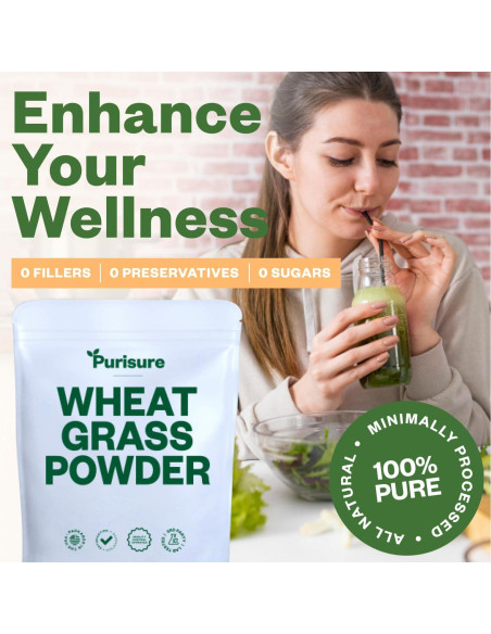 Purisure Polvo de Pasto de Trigo 240g - Superalimento Verde