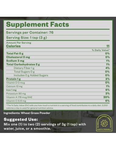 Purisure Polvo de Pasto de Trigo 240g - Superalimento Verde