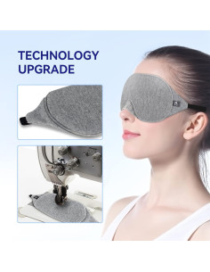 Mavogel Máscara de Sueño Algodón Ajustable Gris 2