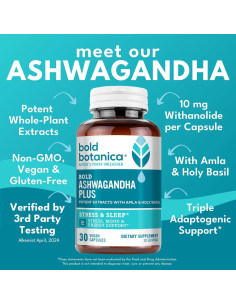 Bold Botanica Ashwagandha Plus - 30 Cápsulas Veganas - Apoyo Estrés y Energía 2