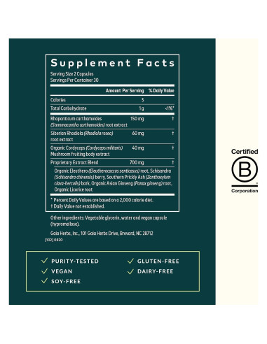 Cápsulas Vegetales Gaia Herbs Salud Adrenal 60 Unidades