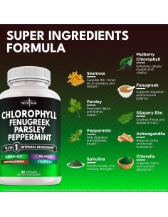 Cápsulas de Clorofila NEW AGE - Suplemento Desodorante Interno 60 Unidades 2