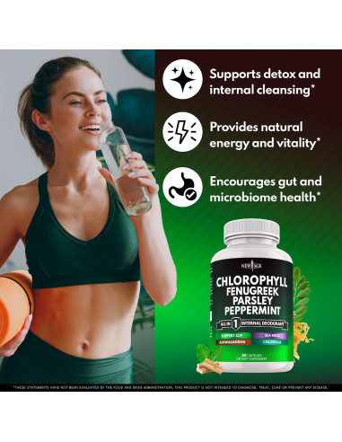 Cápsulas de Clorofila NEW AGE - Suplemento Desodorante Interno 60 Unidades