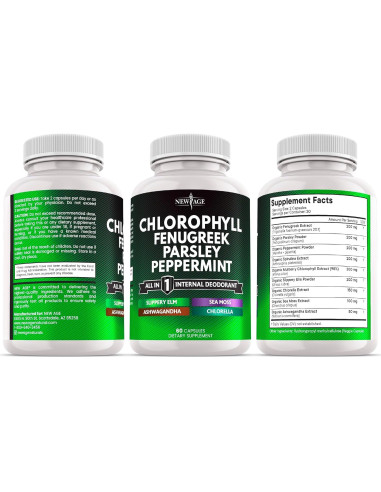 Cápsulas de Clorofila NEW AGE - Suplemento Desodorante Interno 60 Unidades
