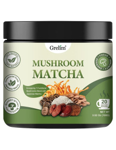 Grelim Latte de Matcha 100 g con 7 Hongos Superfood y MCT