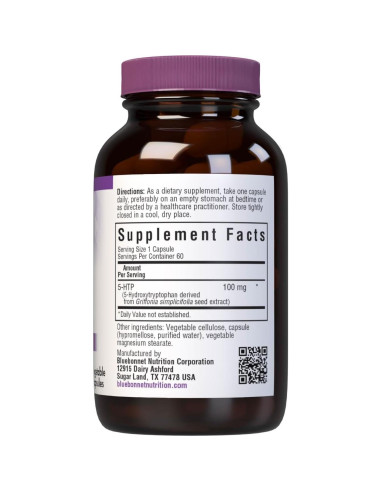 Cápsulas Vegetales 5-HTP 100mg Bluebonnet, 60 Porciones