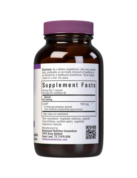 Cápsulas Vegetales 5-HTP 100mg Bluebonnet, 60 Porciones