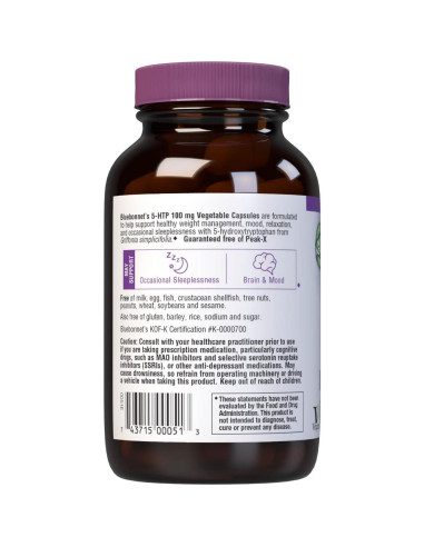 Cápsulas Vegetales 5-HTP 100mg Bluebonnet, 60 Porciones