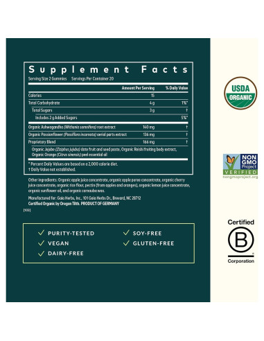 Gomas de Sueño Orgánicas Gaia Herbs, 40 Contenido, Veganas