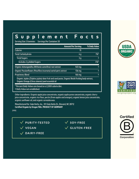 Gomas de Sueño Orgánicas Gaia Herbs, 40 Contenido, Veganas