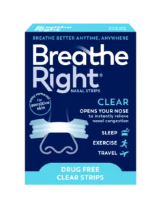 Tiras Nasales Breathe Right Transparent Piel Sensible 30 Pzas 2