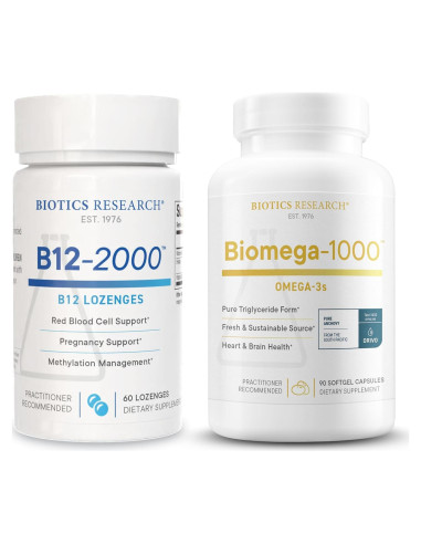 Biotics Research B12-2000 y Biomega-1000 Omega-3 60 Pastillas
