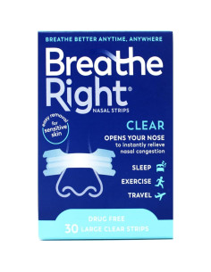 Tiras Nasales Breathe Right Transparent Piel Sensible 30 Unidades 2