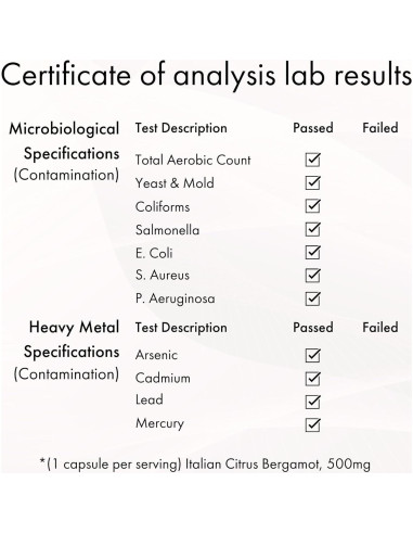 Suplemento de Bergamota 500mg Naomi para Salud Cardiaca