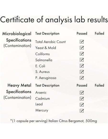 Suplemento de Bergamota 500mg Naomi para Salud Cardiaca