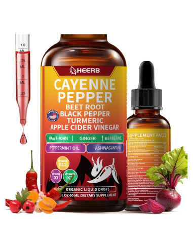 Gotas de Pimienta de Cayena HEERB 60ml - Suplemento Vegano