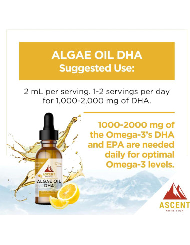 Aceite de Algas DHA Omega-3 Ascent Nutrition 60ml Vegano