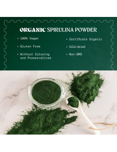 Polvo de Espirulina Orgánica NaturaleBio 227 g - Vegano y Puro 2