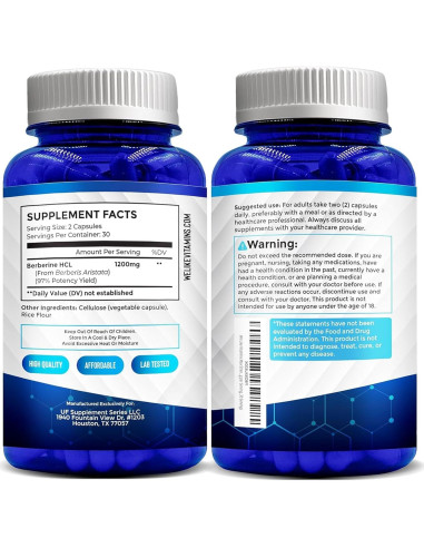 Suplemento de Berberina HCL Nos Gustan las Vitaminas 1200mg - 60 Cápsulas Vegetarianas