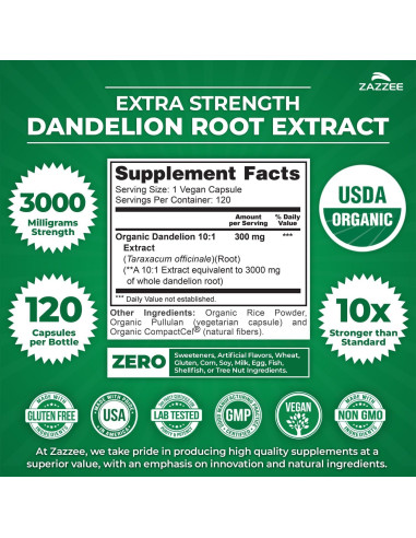 Extracto de Hoja de Alcachofa y Diente de León Zazzee 60 cápsulas