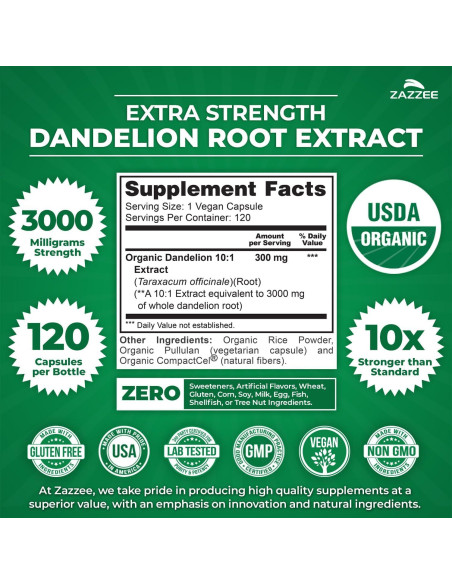 Extracto de Hoja de Alcachofa y Diente de León Zazzee 60 cápsulas