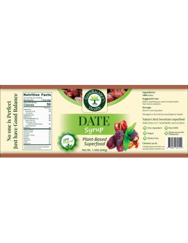 Jarabe de Dátil Orgánico Good Balance Health 636 ml - Sustituto de Azúcar