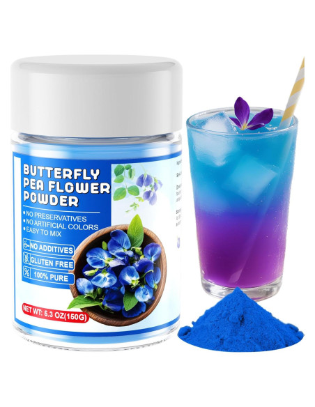 Polvo de Flor de Guisante Mariposa 150g - Colorante Natural Azul