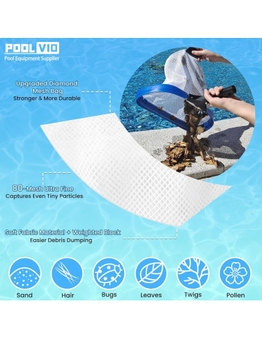 Red de Skimmer de Piscina Poolvio 35.56 cm - Malla Ultra-Fina