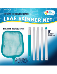 Skimmer de Hojas U.S. Pool Supply 1.52 m con Polo de Aluminio 2