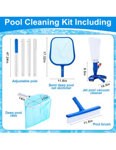 Kit de Mantenimiento de Piscina Tioncy 5 Pcs con Aspiradora y Cepillo 2
