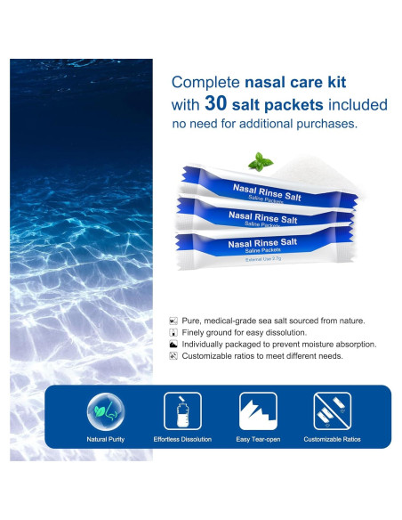 Botella Lavado Nasal MAOEVER 300 ml con 30 Paquetes Sal