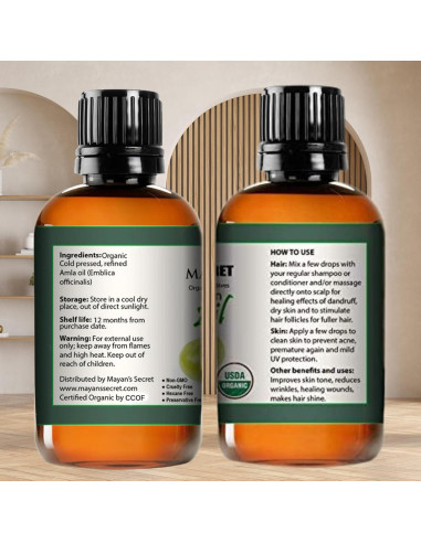 Aceite de Amla Puro Secreto Maya 118ml Orgánico Prensado en Frío