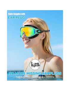 Gafas de Natación Aegend Adultos Anti-Niebla UV con Tapones 2