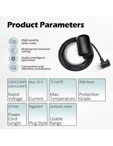 Interruptor de Flotador Atado FLUENTPOWER 3.05m IP68 10A