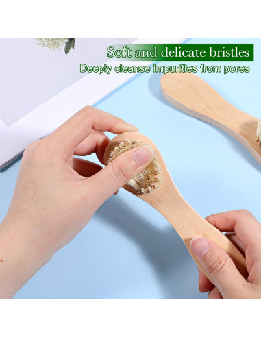 2 Cepillos Secos Faciales de Madera Natural Ajcotahm