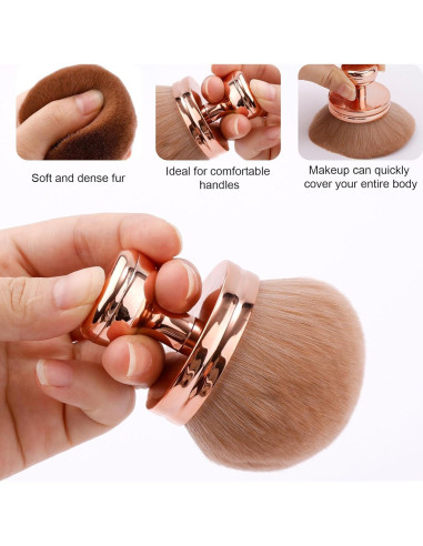 2 Brochas de Maquillaje Ovaladas y Planas PEUTIER Oro Rosa