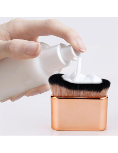 2 Brochas de Maquillaje Ovaladas y Planas PEUTIER Oro Rosa