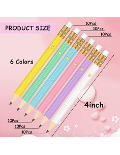 60 Lápices de Golf con Borrador Hawflu 10 cm Multicolor 2