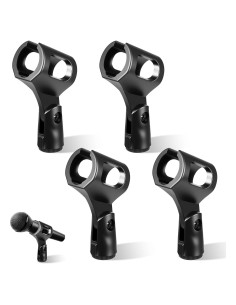 4 Clips de Micrófono Universal Ajustables ABS Negro 3/8"