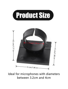 4 Clips de Soporte de Micrófono Adhesivos FUYUDA - Negro 2